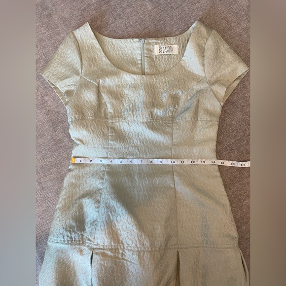 Y2K 2000s SAGE GREEN EMPIRE DROP WAIST MINI DRESS WITH SCOOP NECKLINE - Picture 10 of 15